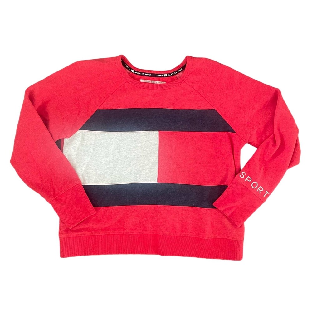 Tommy‎ Hilfiger Sport Sweatshirt Pullover Color Block Logo Sleeve Medium